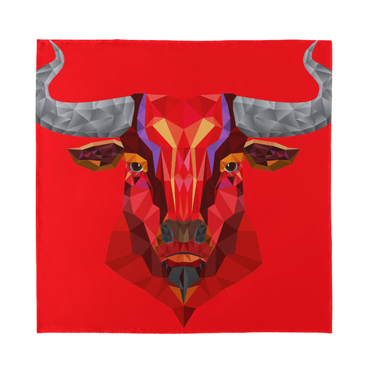 Geometric Bull Skull Print Silk Bandana