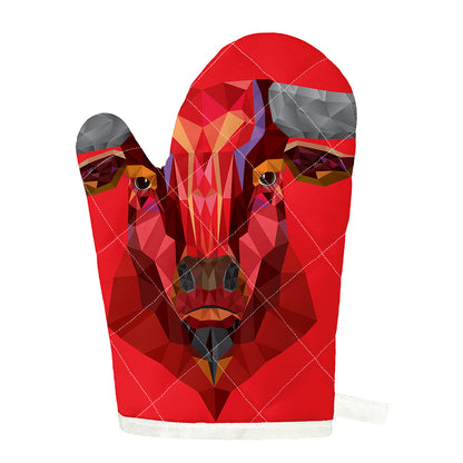 Geometric Bull Skull Print Single Oven Mitt