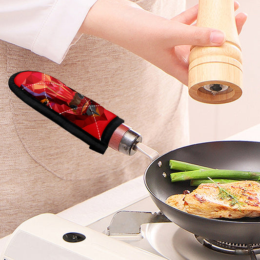 Geometric Bull Skull Print Skillet Handle Cover
