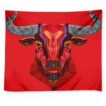 Geometric Bull Skull Print Tapestry