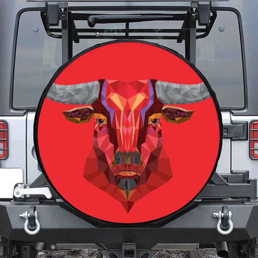 Geometric Bull Skull Print Tire Cover
