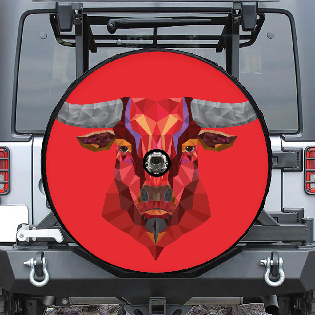 Geometric Bull Skull Print Tire Cover With Camera Hole