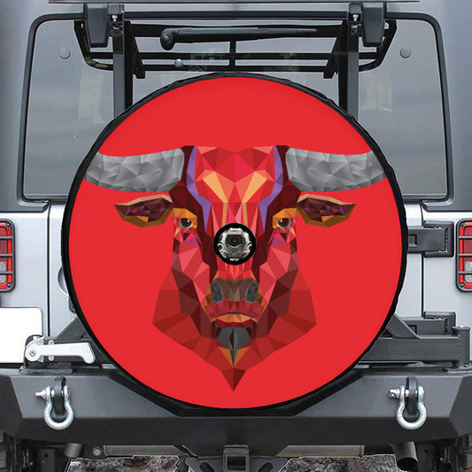 Geometric Bull Skull Print Tire Cover With Camera Hole
