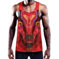 Geometric Bull Skull Print Men's Workout Tank Top