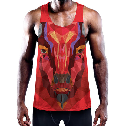 Geometric Bull Skull Print Training Tank Top
