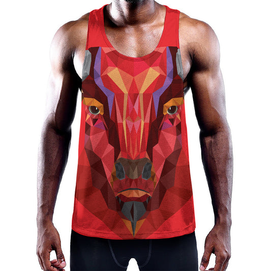 Geometric Bull Skull Print Training Tank Top