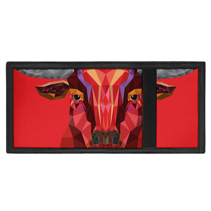 Geometric Bull Skull Print Trifold Wallet