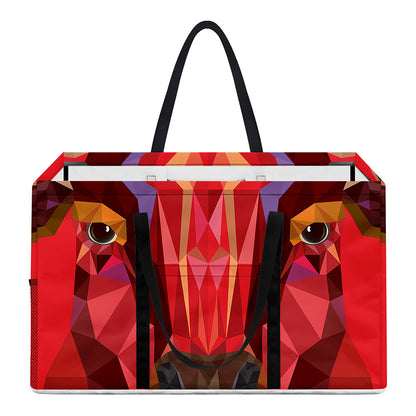 Geometric Bull Skull Print Utility Tote Bag