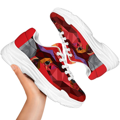 Geometric Bull Skull Print White Chunky Shoes