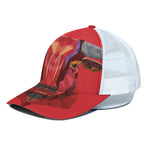 Geometric Bull Skull Print White Mesh Trucker Cap