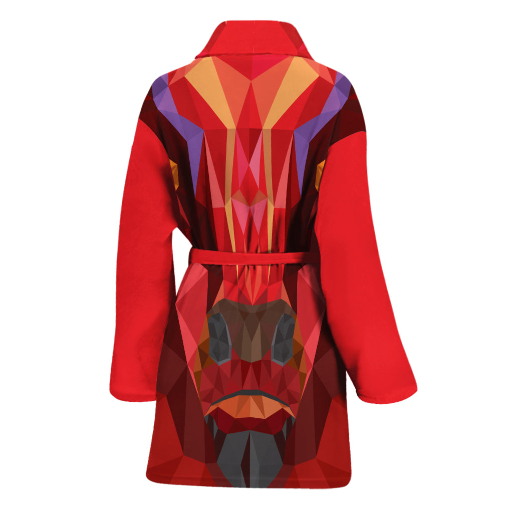 Geometric Bull Skull Print Women's Bathrobe