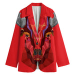 Geometric Bull Skull Print Women's Blazer