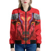 Geometric Bull Skull Print Women's Bomber Jacket