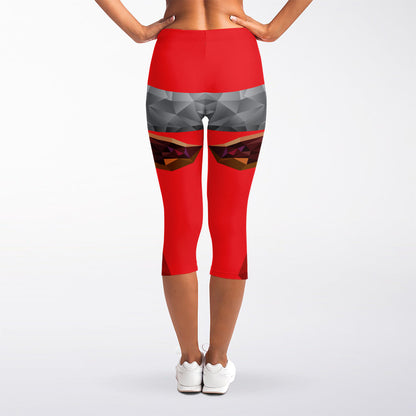 Geometric Bull Skull Print Women's Capri Leggings
