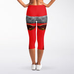 Geometric Bull Skull Print Women's Capri Leggings