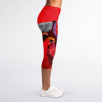 Geometric Bull Skull Print Women's Capri Leggings
