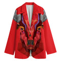 Geometric Bull Skull Print Women's Cotton Blazer