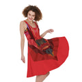 Geometric Bull Skull Print Sleeveless Knee Length Dress