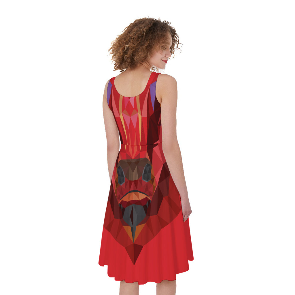 Geometric Bull Skull Print Women's Sleeveless Dress