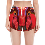 Geometric Bull Skull Print Women's Split Running Shorts