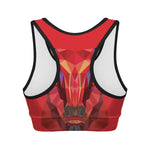 Geometric Bull Skull Print Women's Sports Bra