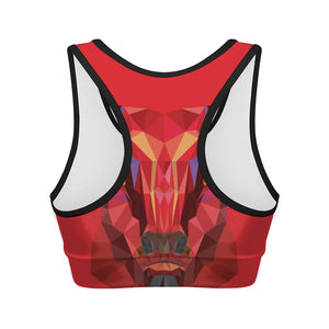 Geometric Bull Skull Print Women's Sports Bra