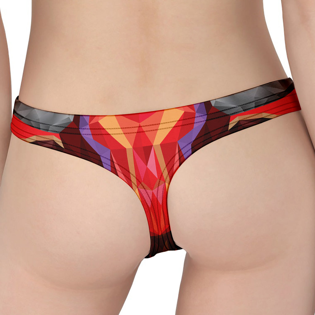 Geometric Bull Skull Print Women's Thong