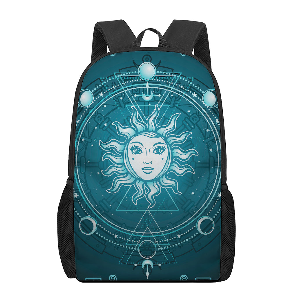 Geometric Celestial Sun And Moon Print 17 Inch Backpack