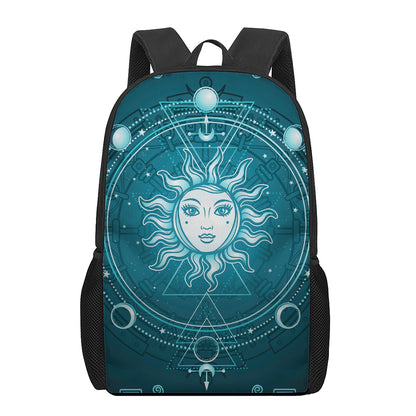Geometric Celestial Sun And Moon Print 17 Inch Backpack