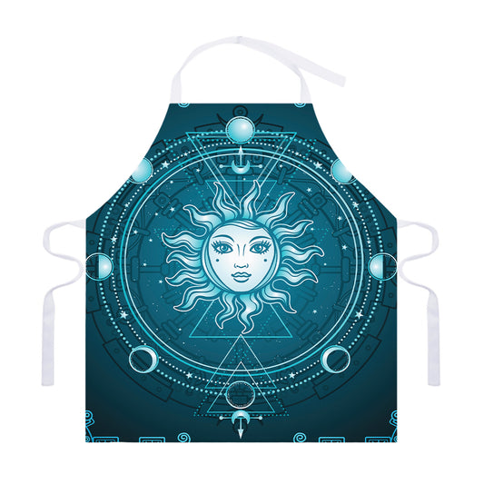 Geometric Celestial Sun And Moon Print Adjustable Apron