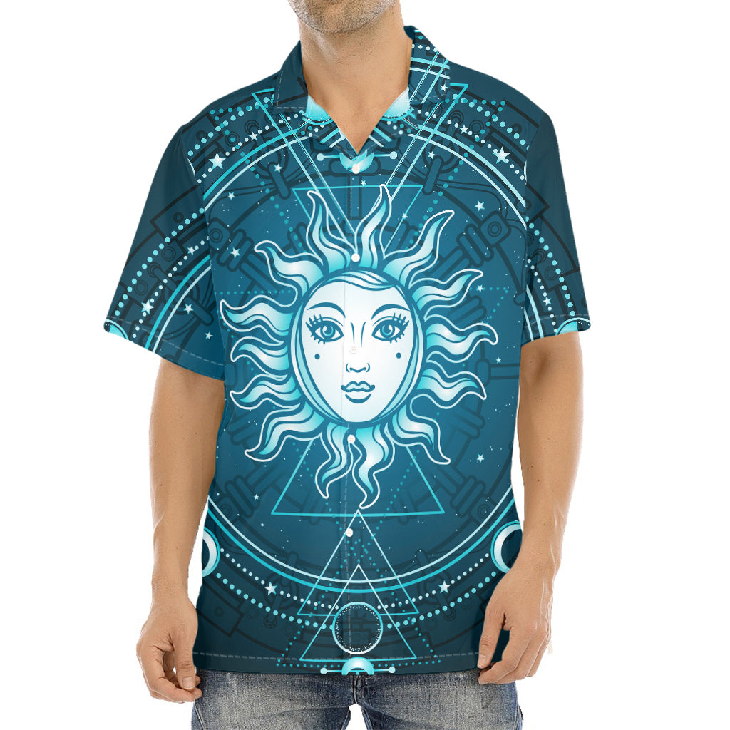 Geometric Celestial Sun And Moon Print Aloha Shirt