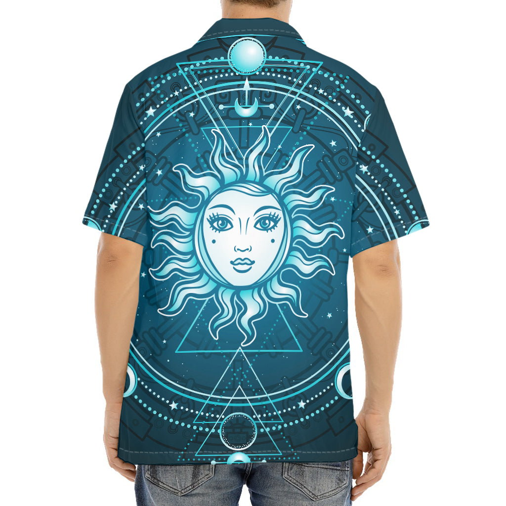 Geometric Celestial Sun And Moon Print Aloha Shirt