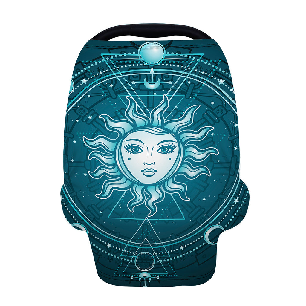 Geometric Celestial Sun And Moon Print Baby Seat Cover