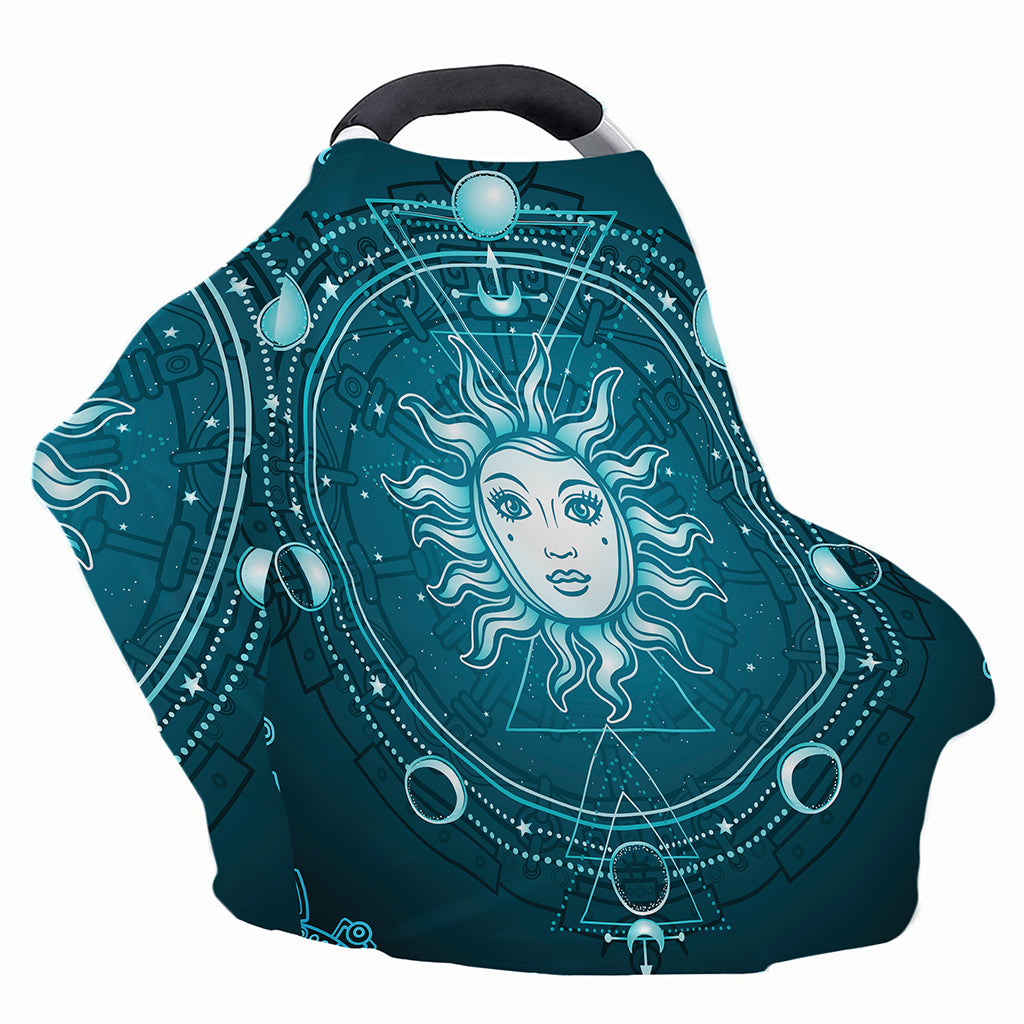 Geometric Celestial Sun And Moon Print Baby Seat Cover