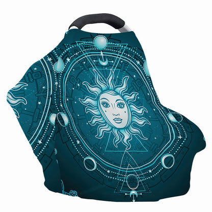 Geometric Celestial Sun And Moon Print Baby Seat Cover