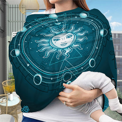 Geometric Celestial Sun And Moon Print Baby Seat Cover