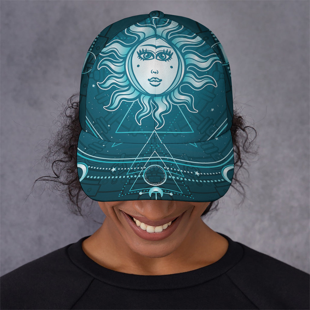 Geometric Celestial Sun And Moon Print Baseball Cap