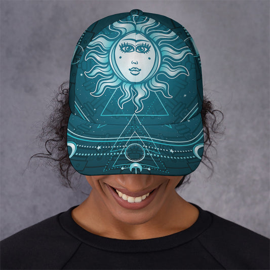 Geometric Celestial Sun And Moon Print Baseball Cap