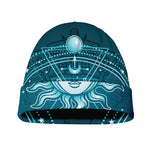 Geometric Celestial Sun And Moon Print Beanie