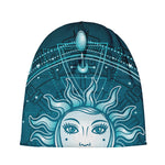 Geometric Celestial Sun And Moon Print Beanie