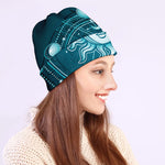 Geometric Celestial Sun And Moon Print Beanie