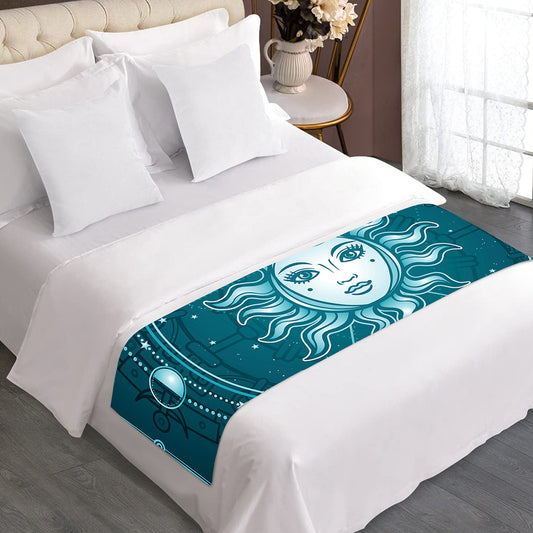 Geometric Celestial Sun And Moon Print Bed Runner