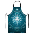 Geometric Celestial Sun And Moon Print Bib Apron With Pocket