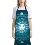 Geometric Celestial Sun And Moon Print Bib Apron With Pocket