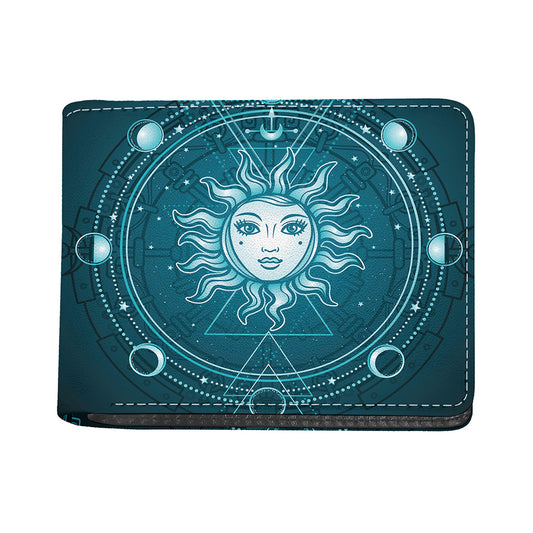 Geometric Celestial Sun And Moon Print Bifold Wallet