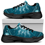 Geometric Celestial Sun And Moon Print Black Chunky Shoes