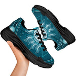 Geometric Celestial Sun And Moon Print Black Chunky Shoes