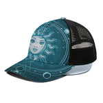 Geometric Celestial Sun And Moon Print Black Mesh Trucker Cap