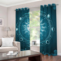 Geometric Celestial Sun And Moon Print Dimout Grommet Curtains