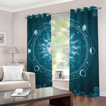 Geometric Celestial Sun And Moon Print Blackout Grommet Curtains